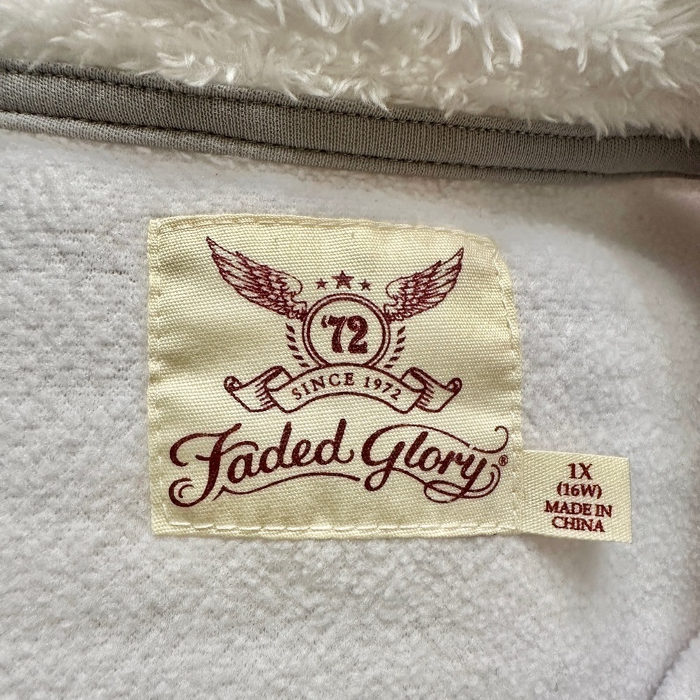 FADED GLORY,WOMENS LIGHTWEIGHT,ZIP FRONT JACKET.WHITE/GREY RIBBED FLEECE.SIZE 1X - Picture 3 of 5